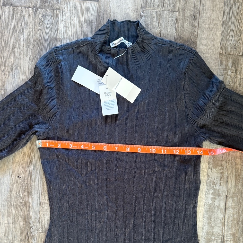 Abercrombie & Fitch Striped Black Long Sleeve Dress Size MP - Picture 5 of 8